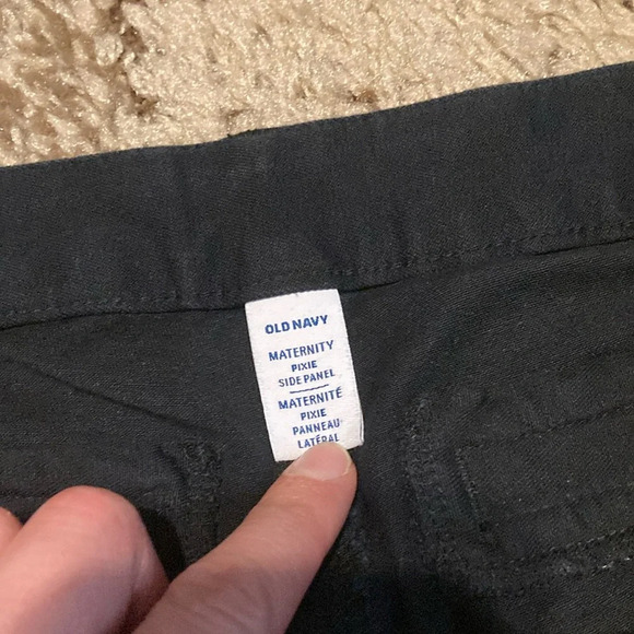 Old Navy Black Slim Fit Pixie Side Panel Maternity Trousers - Picture 2 of 9
